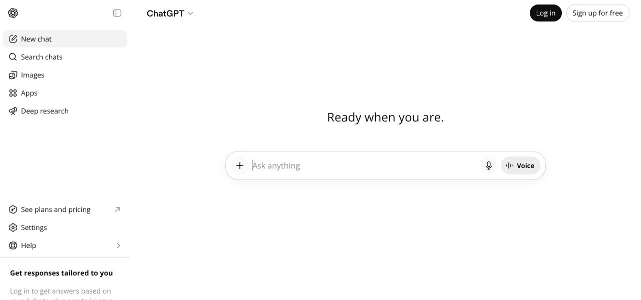 ChatGPT AI chatbot interface screenshot